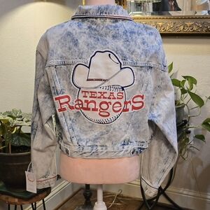 Women's Texas Rangers XL Nordstrom TopShop Acid Wash Denim Jacket